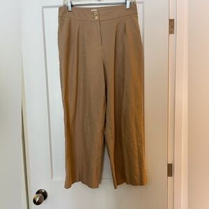 Anne Klein Linen High Rise Wise Leg CROPPED Trousers